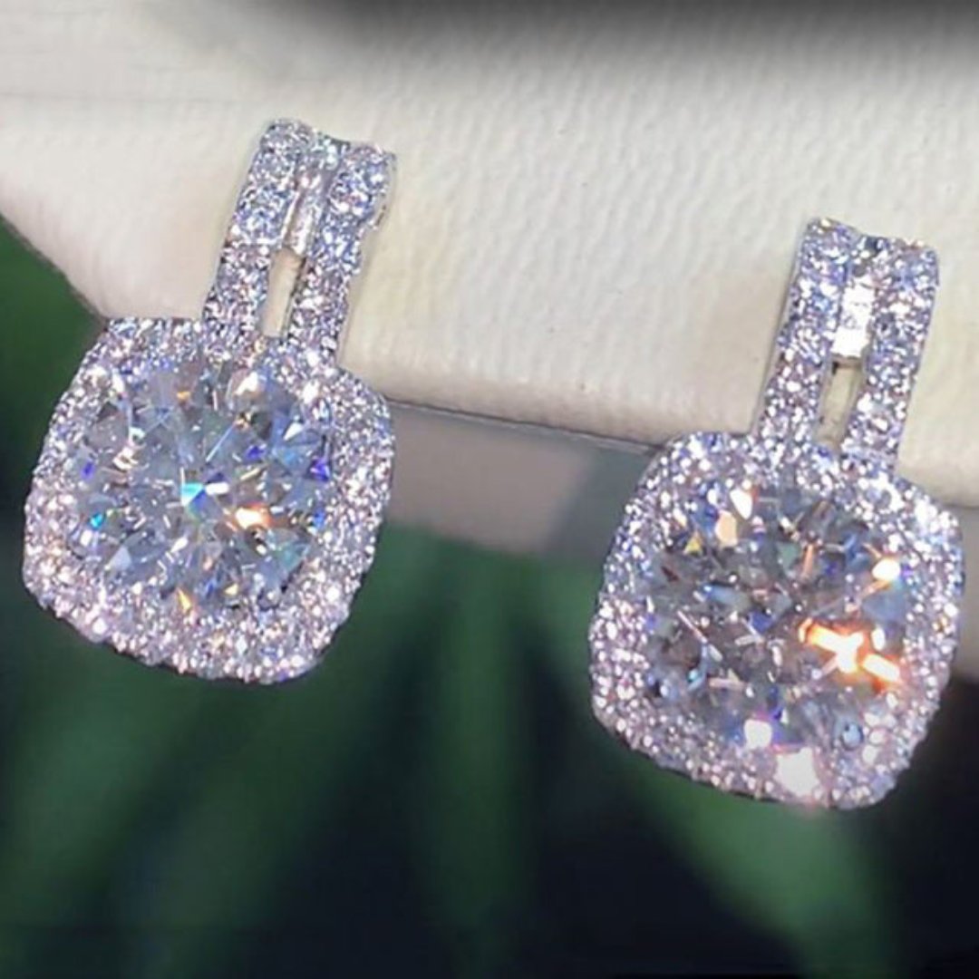 Shining Cubic Zirconia Stud Earrings - Silver - Earrings - Pretland | Spiritual Crystals & Jewelry
