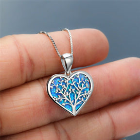 Tree Of Life Opal Heart Necklace - Necklaces - Pretland | Spiritual Crystals & Jewelry