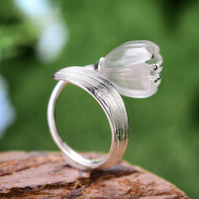 Valley Flower Natural Crystal Adjustable Ring - Silver - Rings - Pretland | Spiritual Crystals & Jewelry