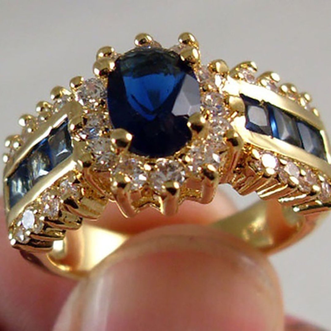 Elegant Blue & Red Zirconia Ring - Rings - Pretland | Spiritual Crystals & Jewelry