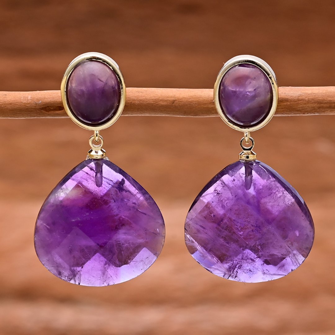 Spiritual Ethnic Amethyst Earrings - Earrings - Pretland | Spiritual Crystals & Jewelry