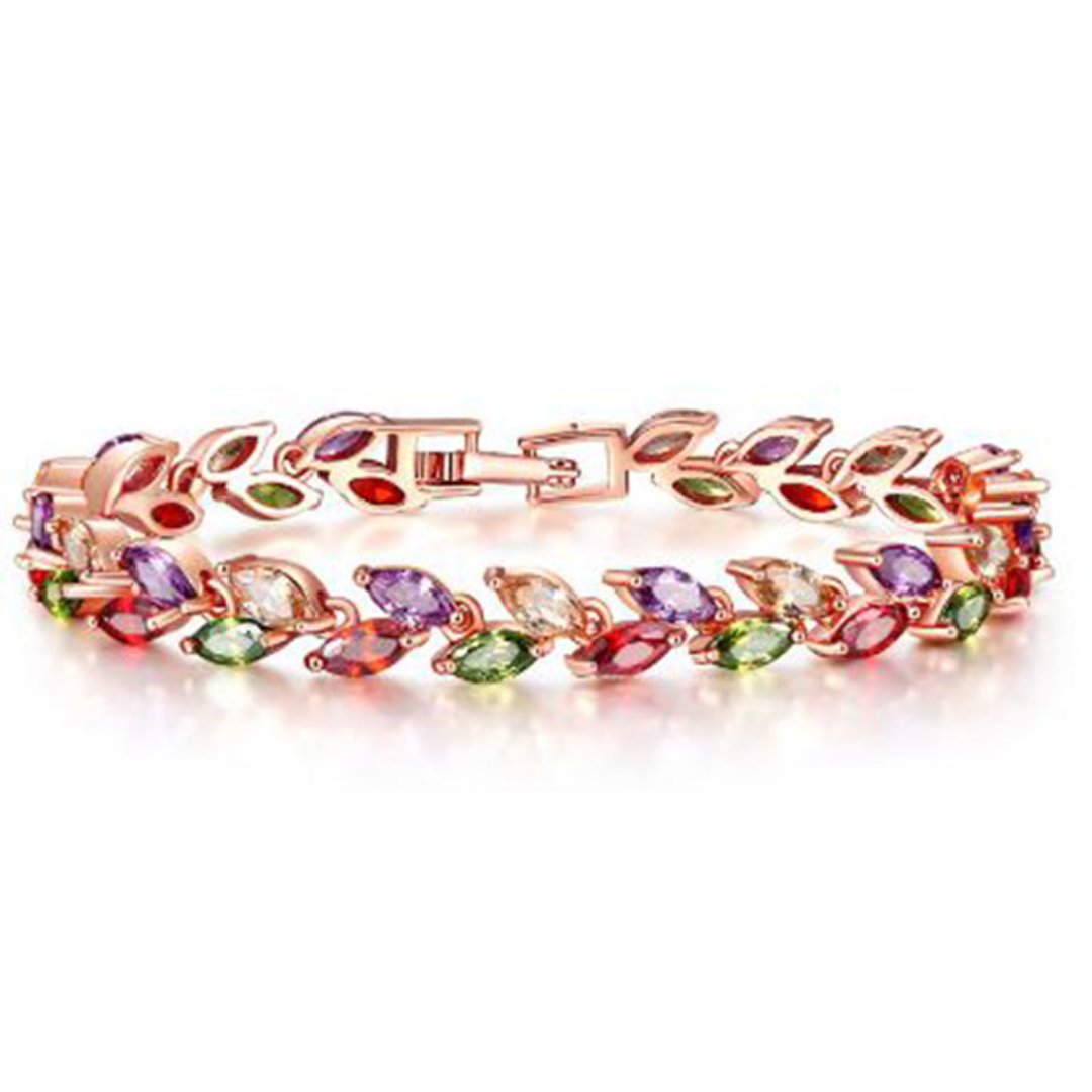 Enchanting White Zirconia & Muliticolors Bracelet - Rose Gold Multicolor - Bracelets - Pretland | Spiritual Crystals & Jewelry