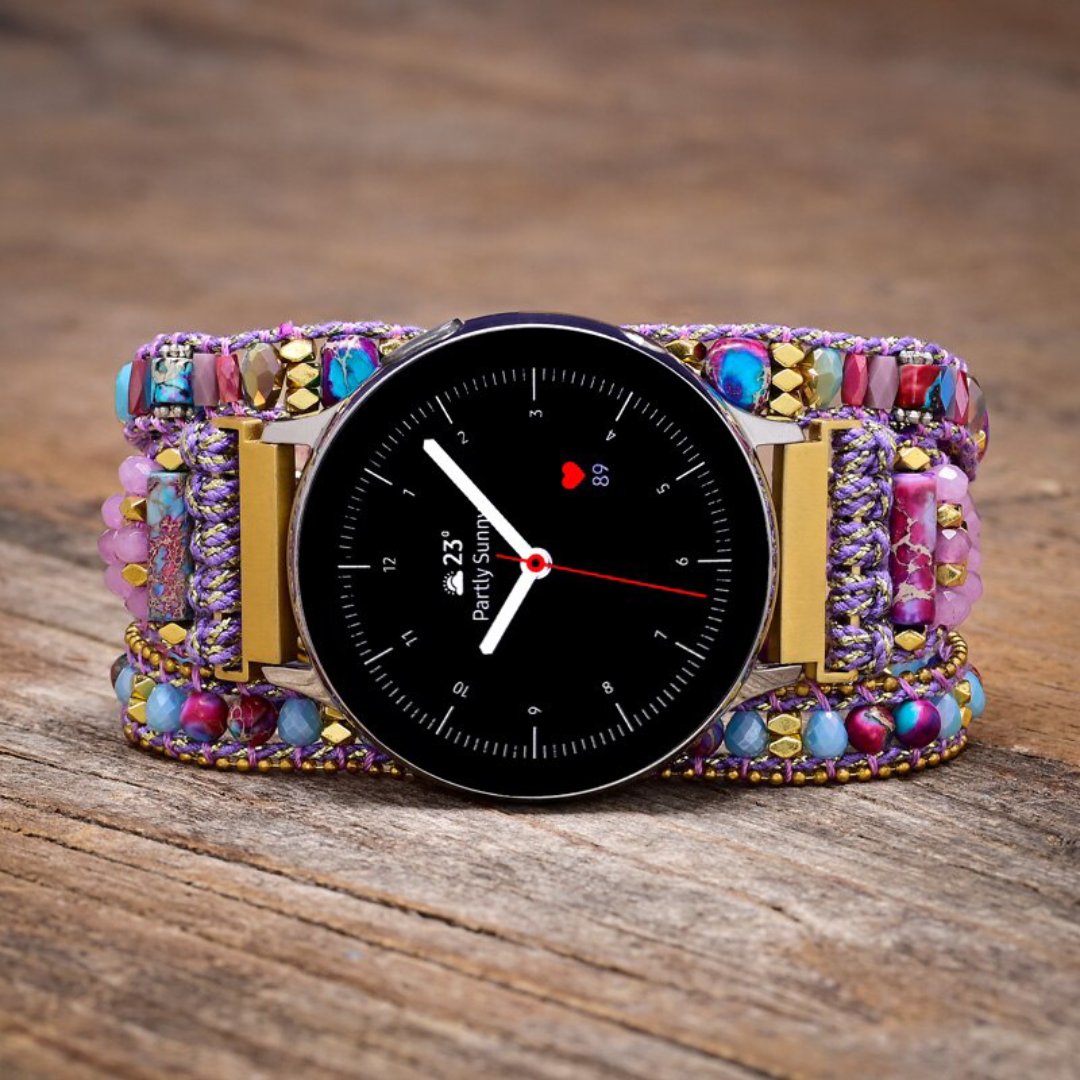 Trendy Purple Jasper Samsung Watch Strap - Samsung Watch Straps - Pretland | Spiritual Crystals & Jewelry