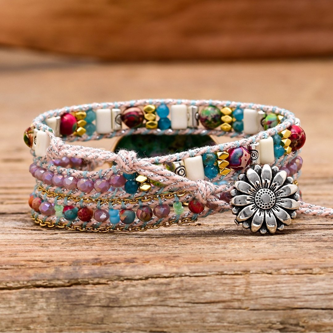 Oval Mixed Color Calcite Wrap Bracelet - Wrap Bracelets - Pretland | Spiritual Crystals & Jewelry
