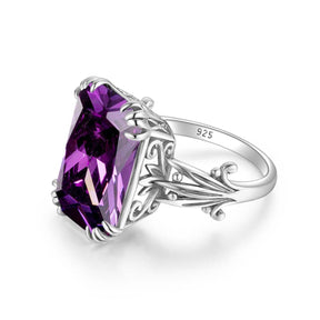 Vintage Amethyst 925 Sterling Silver Ring - 5 / Amethyst / Antique Silver - Rings - Pretland | Spiritual Crystals & Jewelry