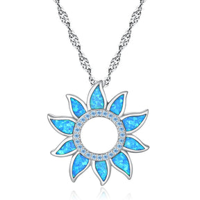 Spiritual Sun Blue Fire Opal Pendant - Necklaces - Pretland | Spiritual Crystals & Jewelry