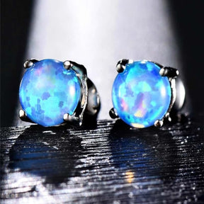 Blue Spirit Opal Silver Earrings - Earrings - Pretland | Spiritual Crystals & Jewelry