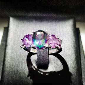 Amethyst & Topaz Silver Ring - Rings - Pretland | Spiritual Crystals & Jewelry