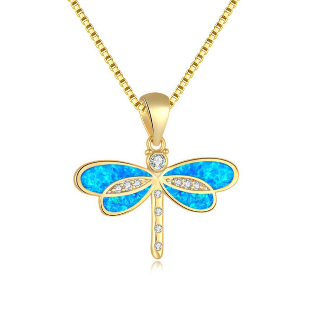 Spiritual Dragonfly Opal 925 Sterling Silver Pendant - Blue - Pendants - Pretland | Spiritual Crystals & Jewelry
