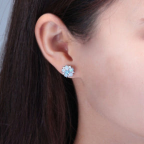 Luxury Flower Fire Opal 925 Sterling Silver Earrings - Earrings - Pretland | Spiritual Crystals & Jewelry