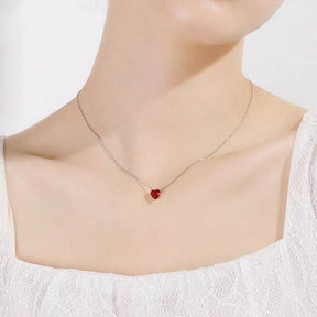 Heart Shape Garnet 925 Sterling Silver Necklace - Necklaces - Pretland | Spiritual Crystals & Jewelry