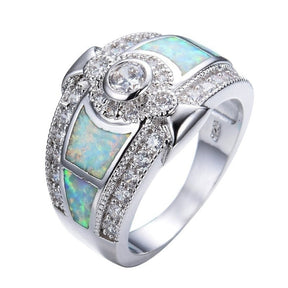 Chic Vintage Opal & Zirconia Ring - 5 / White - Rings - Pretland | Spiritual Crystals & Jewelry