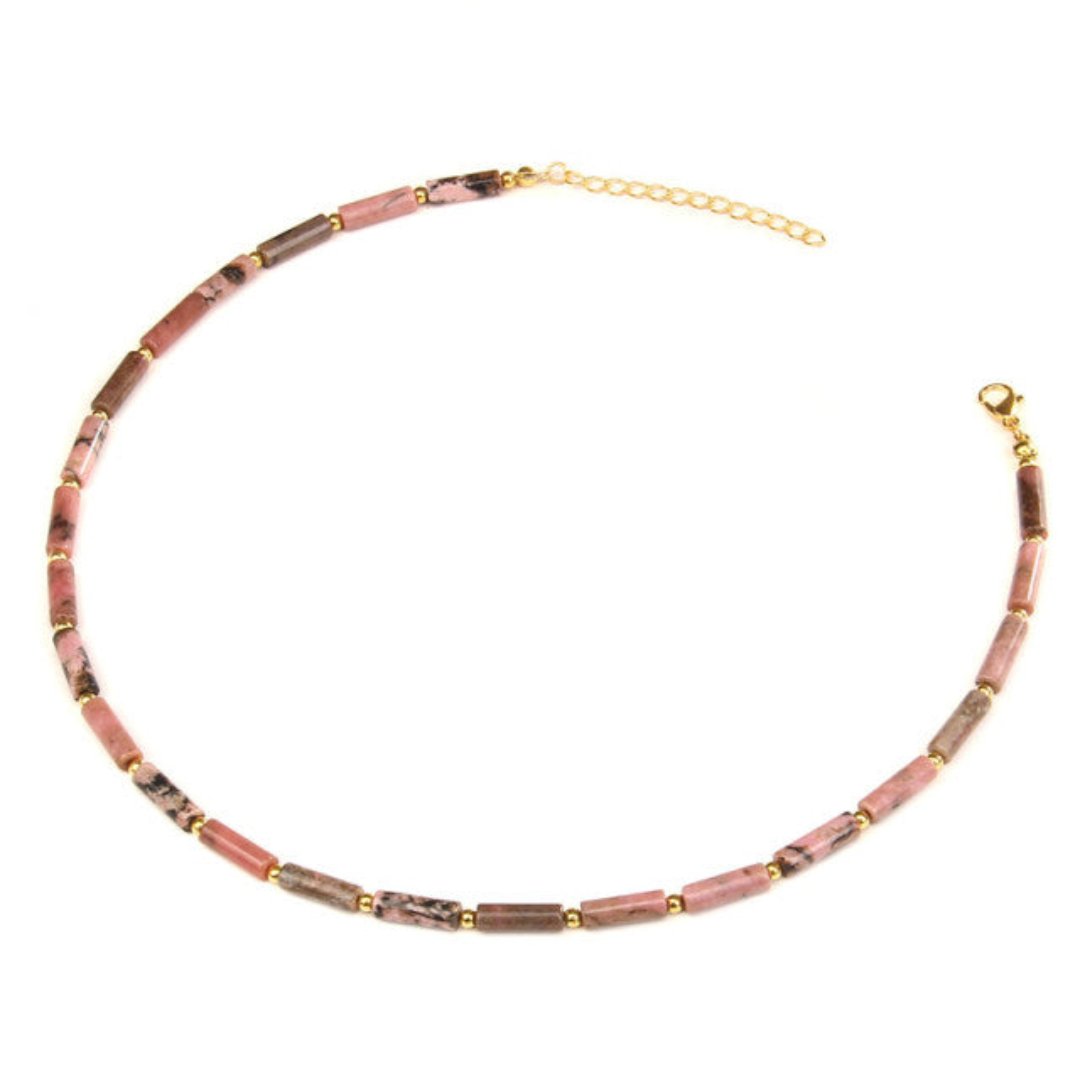 Natural Stone Tube Beads Necklaces - Red Imperial jasper / 35cm - Necklaces - Pretland | Spiritual Crystals & Jewelry