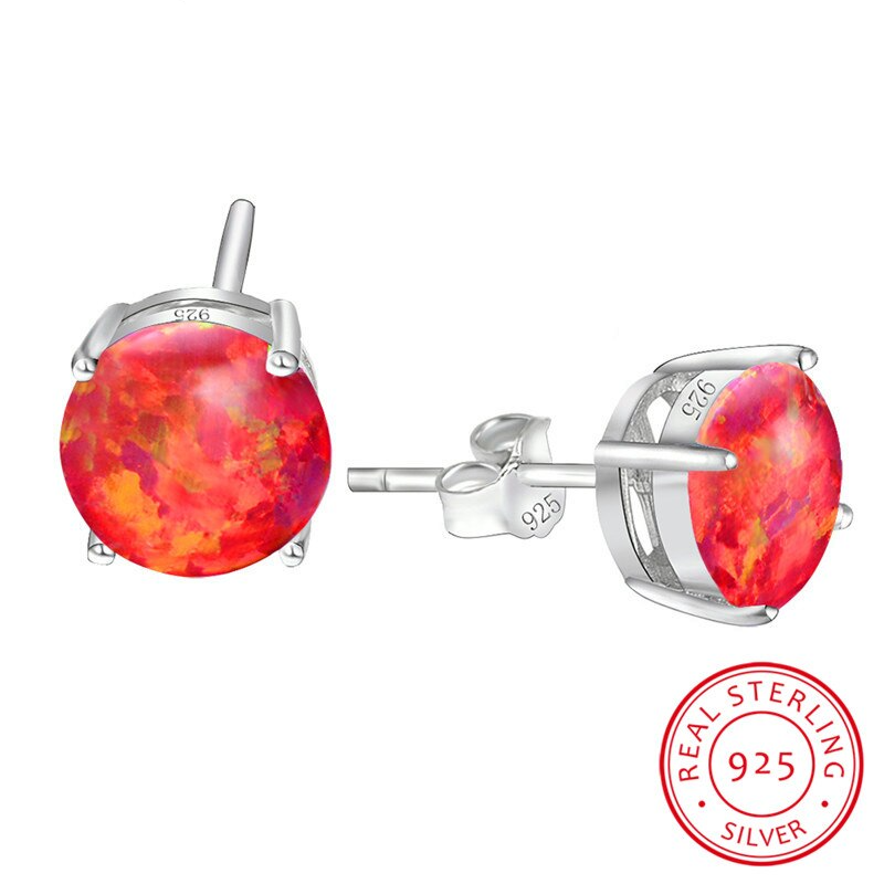 Spiritual Fire Opal Sterling Silver Earrings - Red - Earrings - Pretland | Spiritual Crystals & Jewelry