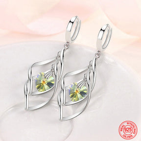 Elegant Crystals 925 Sterling Silver Earrings - Yellow - Earrings - Pretland | Spiritual Crystals & Jewelry