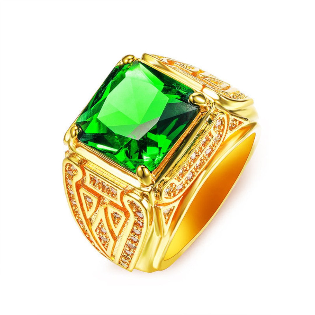 Chic Royal Emerald & Zirconia Ring - Rings - Pretland | Spiritual Crystals & Jewelry