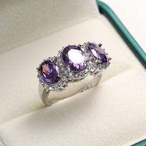 Enchanting Oval Amethyst Silver Ring - Rings - Pretland | Spiritual Crystals & Jewelry