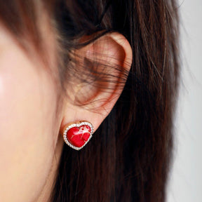 Spiritual Natural Stones Heart Stud Earrings - Earrings - Pretland | Spiritual Crystals & Jewelry