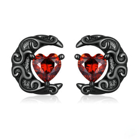 Red Zirconia Black 925 Sterling Silver Earrings - Earrings - Pretland | Spiritual Crystals & Jewelry