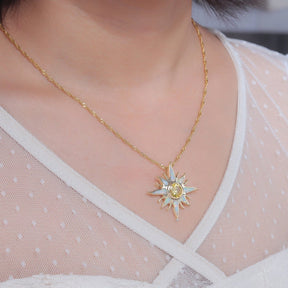 Sunstar Fire Opal Zirconia Gold Necklace - Necklaces - Pretland | Spiritual Crystals & Jewelry