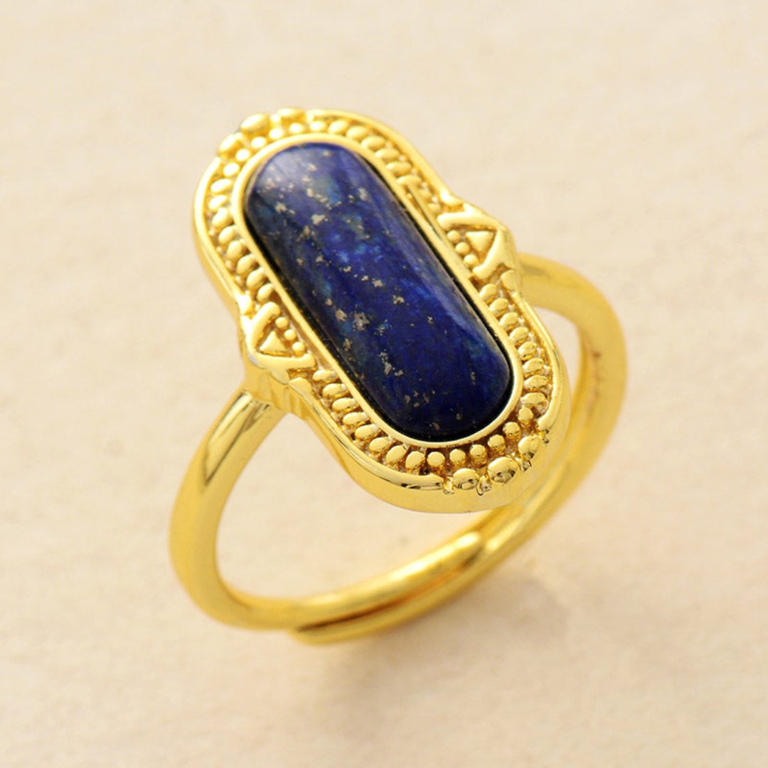 Vintage Big Natural Stone Adjustable Ring - Lapis Lazuli - Rings - Pretland | Spiritual Crystals & Jewelry