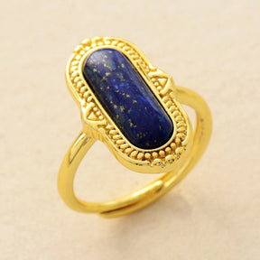 Vintage Big Natural Stone Adjustable Ring - Lapis Lazuli - Rings - Pretland | Spiritual Crystals & Jewelry