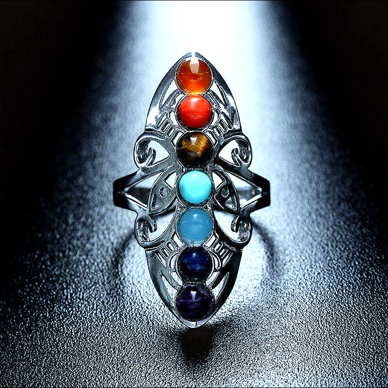 Lovely 7 Chakra Reiki Ring - Rings - Pretland | Spiritual Crystals & Jewelry