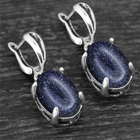 Spiritual Crystal Silver Plated Earrings - Sequins Blue Stone - Earrings - Pretland | Spiritual Crystals & Jewelry