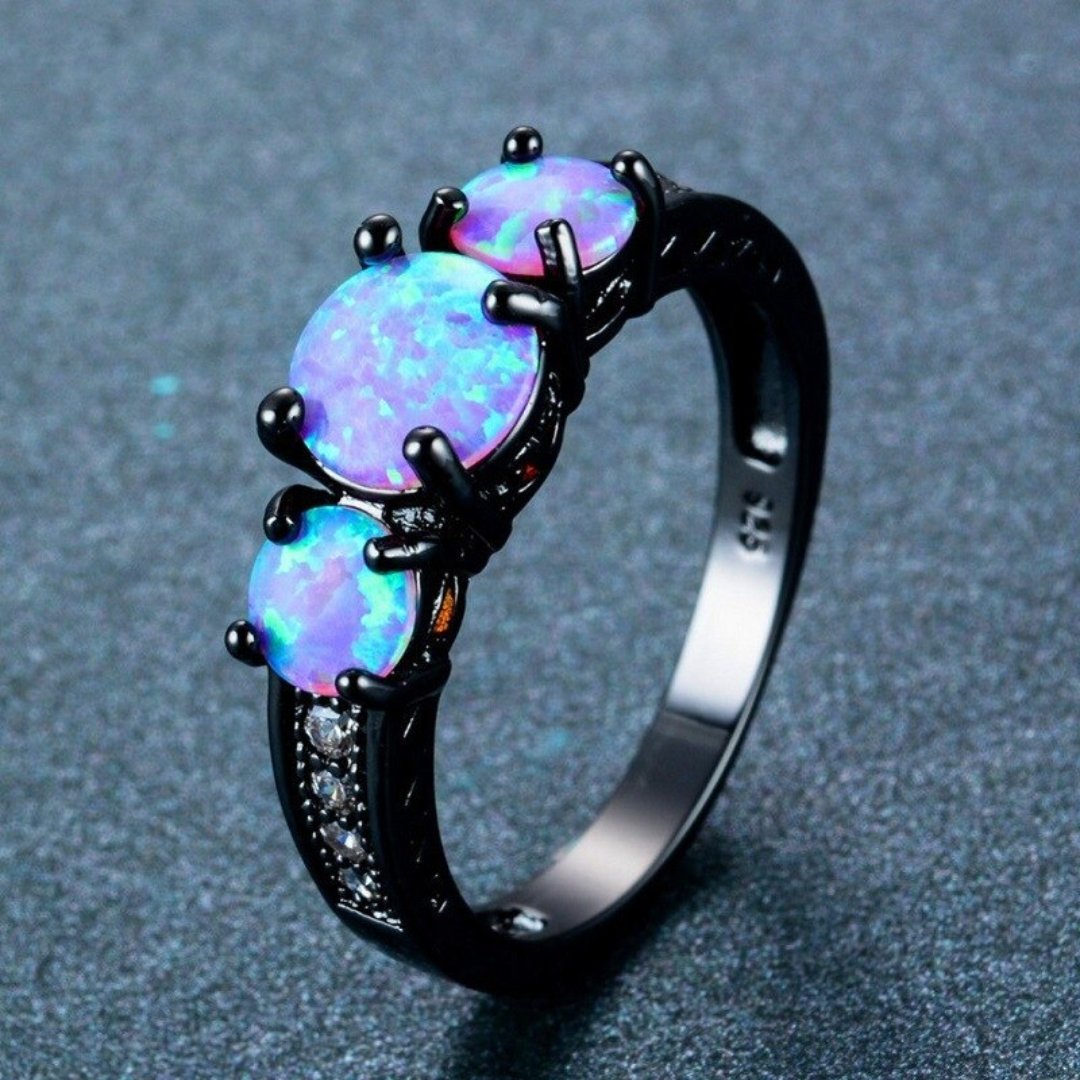 Chic Pink Opal Black Silver Ring - Rings - Pretland | Spiritual Crystals & Jewelry