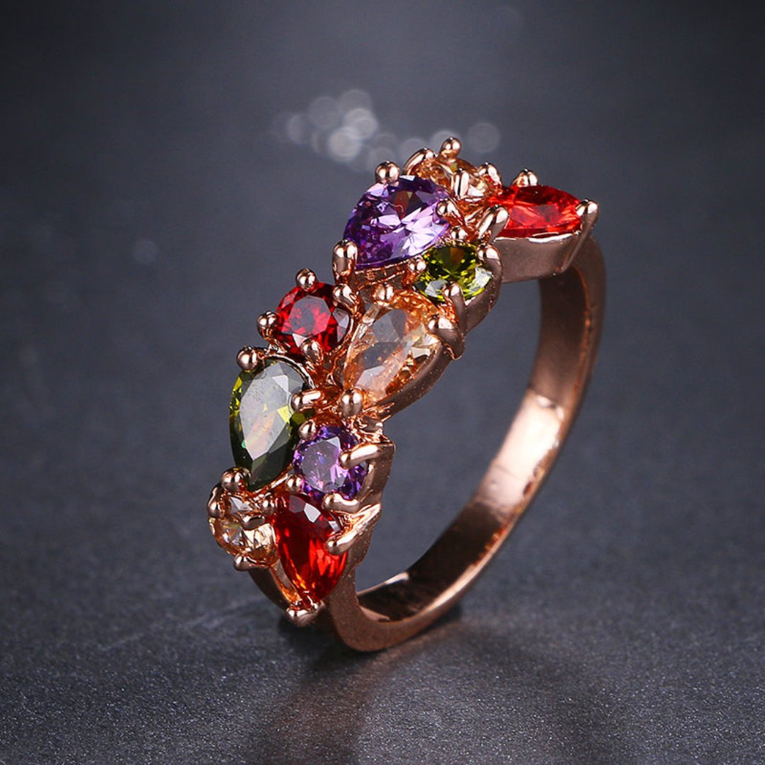 Enchanting Multicolor Zirconia Ring - 6 / MULTI / Rose Gold Color - Rings - Pretland | Spiritual Crystals & Jewelry