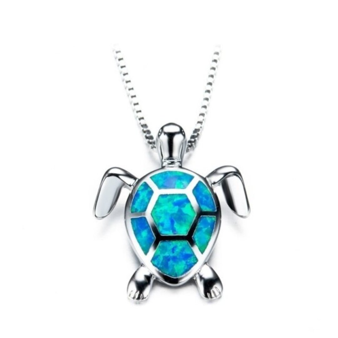 Spirit Turtle Opal Silver Necklace - Necklaces - Pretland | Spiritual Crystals & Jewelry