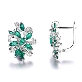 Elegant Emerald 925 Sterling Silver Earrings - Earrings - Pretland | Spiritual Crystals & Jewelry