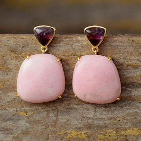 Spiritual Natural Pink Jasper Stud Earrings - Earrings - Pretland | Spiritual Crystals & Jewelry