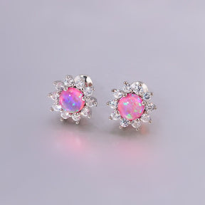 Sunflower Opal Silver Plated Earrings - Stud Earrings - Pretland | Spiritual Crystals & Jewelry