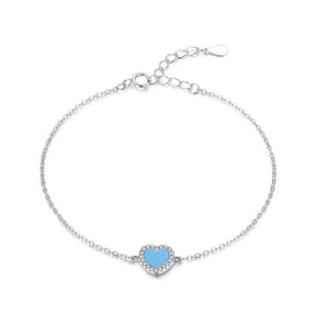 Heart Shape Turquoise 925 Sterling Silver Bracelet - Silver - Bracelets - Pretland | Spiritual Crystals & Jewelry
