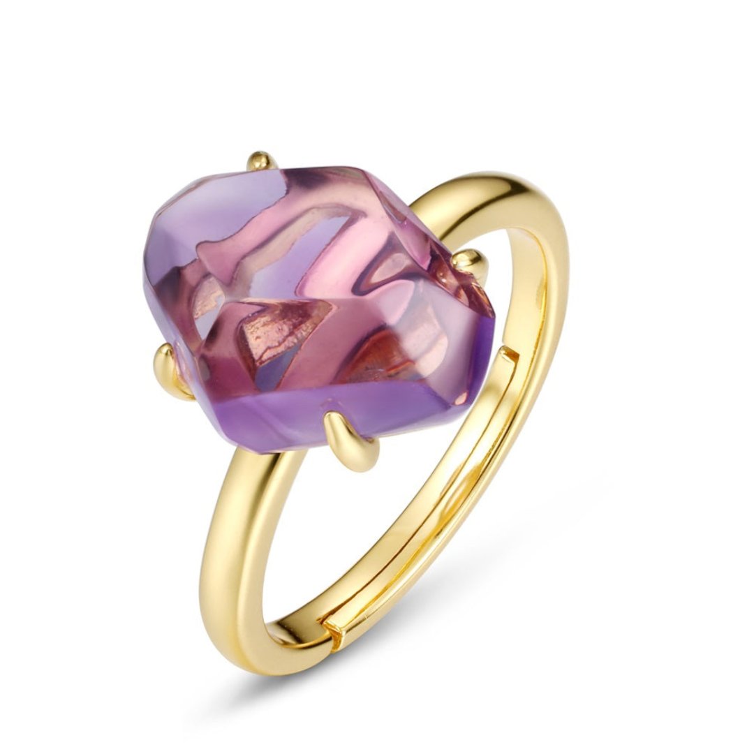 Chic Amethyst Gold Plated Adjustable Ring - Ring - Pretland | Spiritual Crystals & Jewelry