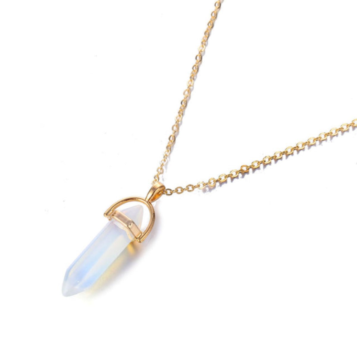 Elegant Opal Stone Hexagonal Column Necklace - Default Title - Necklaces - Pretland | Spiritual Crystals & Jewelry