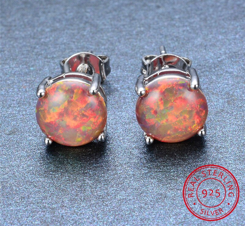 Spiritual Fire Opal Sterling Silver Earrings - Earrings - Pretland | Spiritual Crystals & Jewelry