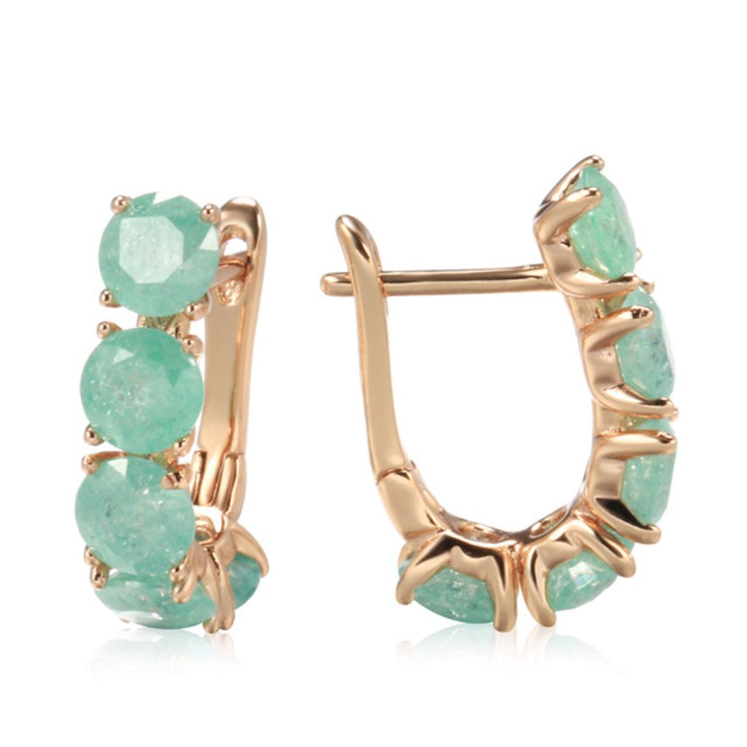 Luxury Zirconia Gold Plated Drop Earrings - Green - Earrings - Pretland | Spiritual Crystals & Jewelry