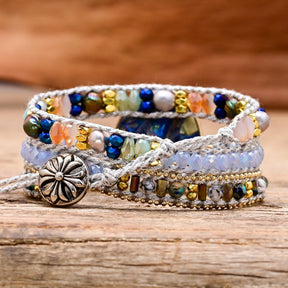 Heart Shape Blue Calcite Wrap Bracelet - Bracelets - Pretland | Spiritual Crystals & Jewelry