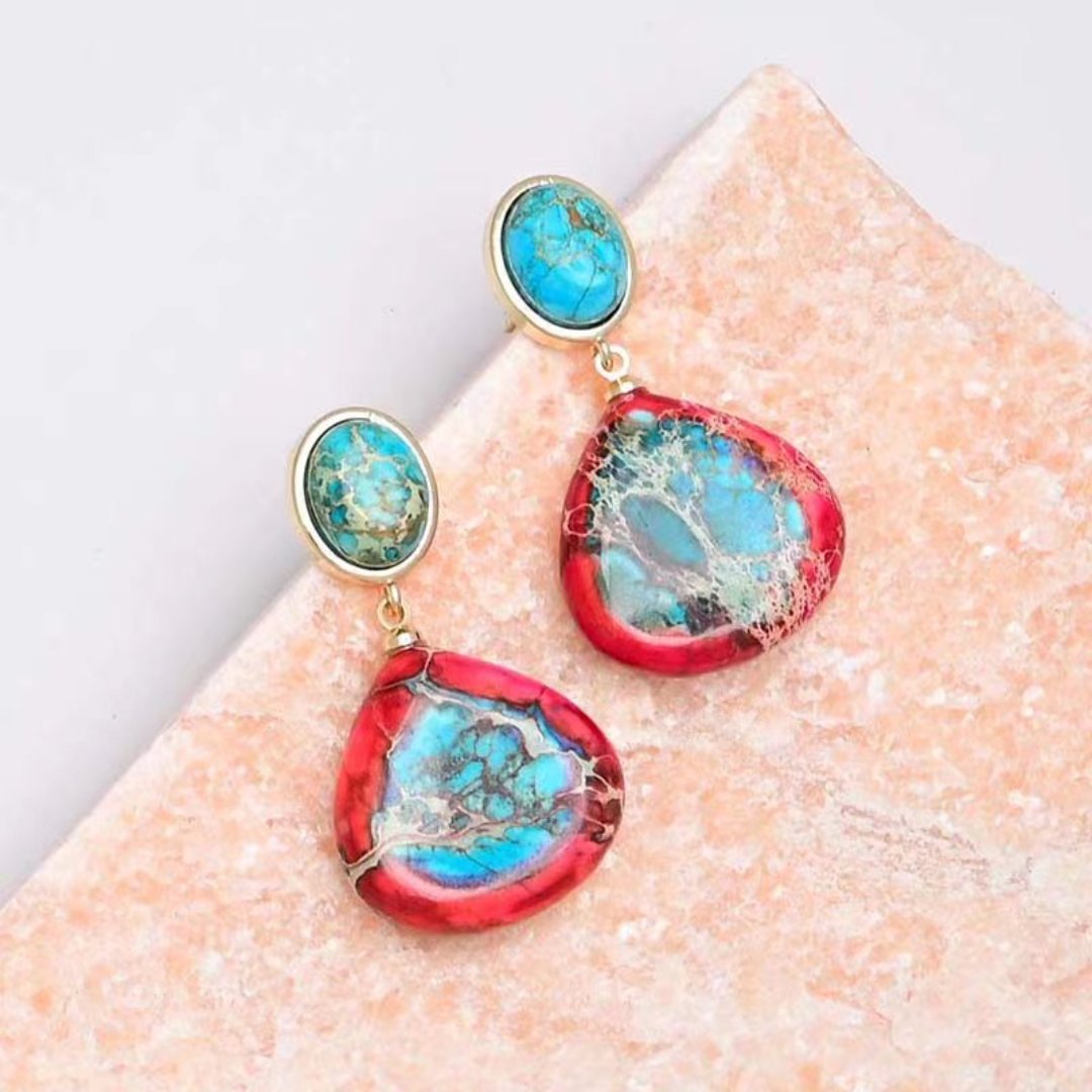Spiritual Natural Emperor Stone Earrings - Earrings - Pretland | Spiritual Crystals & Jewelry