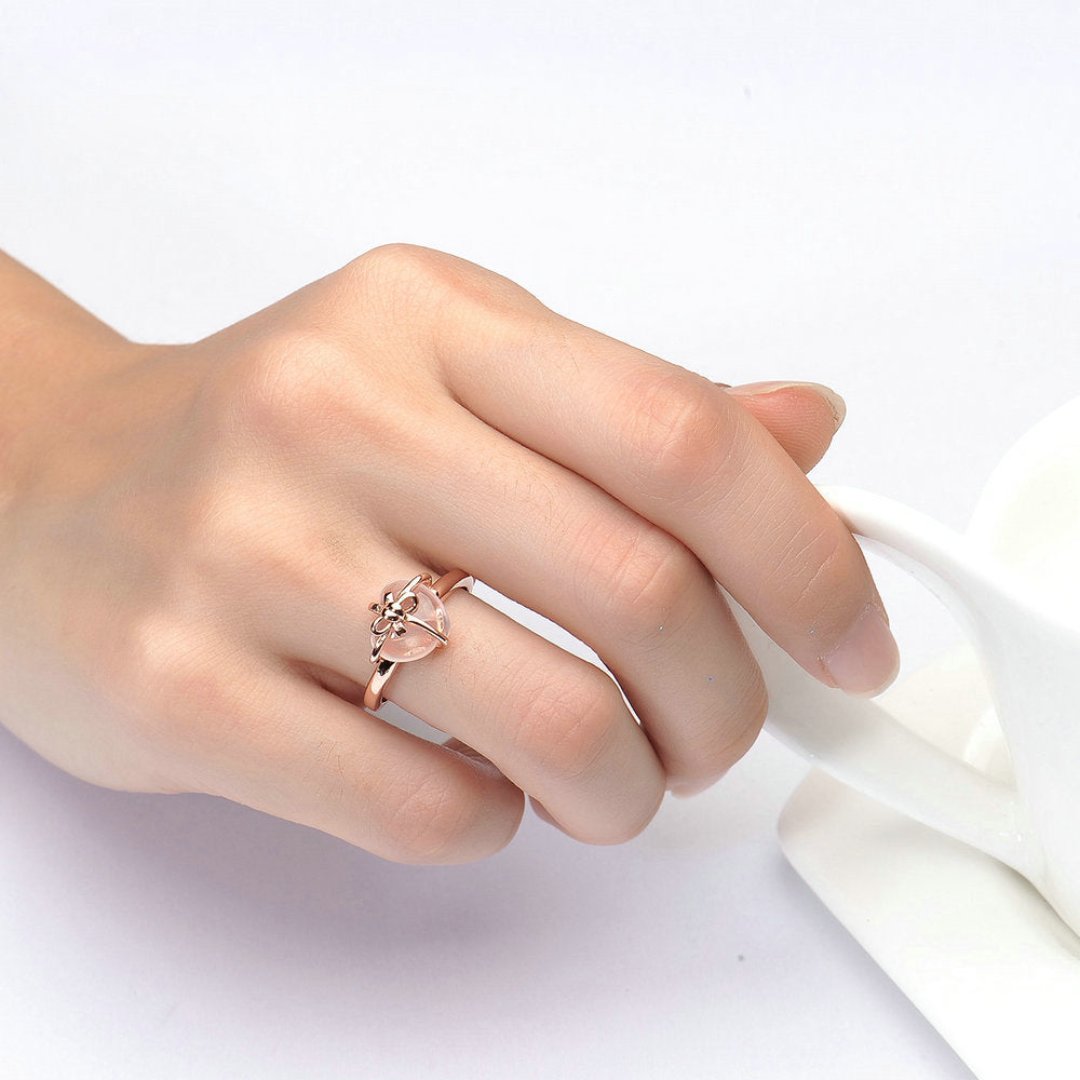 Romantic Rose Quartz 18K Gold Plated Adjustable Ring - Rings - Pretland | Spiritual Crystals & Jewelry