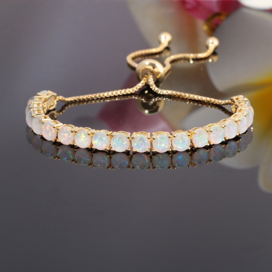 Spiritual White Opal Silver Bracelet - Bracelets - Pretland | Spiritual Crystals & Jewelry