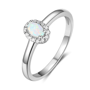 Enchanting Oval Fire Opal Ring - 6 / White - Rings - Pretland | Spiritual Crystals & Jewelry
