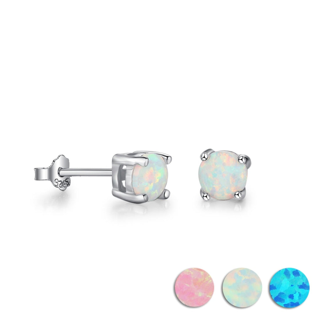 Classic Fire Opal Sterling Silver Earrings - Stud Earrings - Pretland | Spiritual Crystals & Jewelry