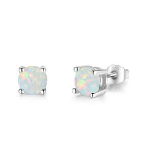 Classic Fire Opal Sterling Silver Earrings - White - Stud Earrings - Pretland | Spiritual Crystals & Jewelry