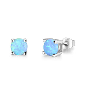 Classic Fire Opal Sterling Silver Earrings - Blue - Stud Earrings - Pretland | Spiritual Crystals & Jewelry