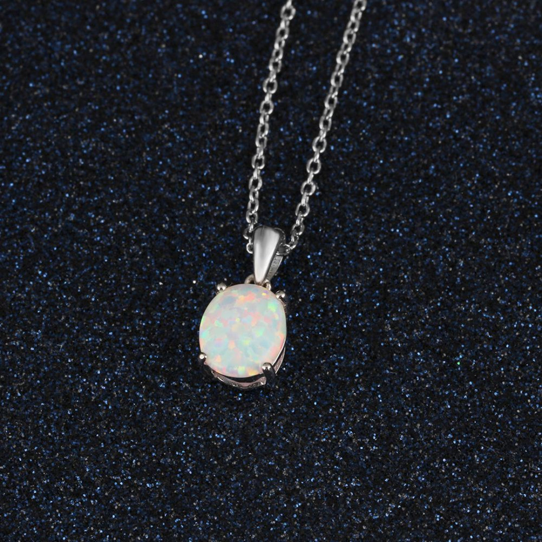 Chic Oval Fire Opal Pendant - Pendant Necklaces - Pretland | Spiritual Crystals & Jewelry