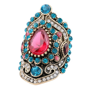 Vintage Turkish Garnet Gold Plated Ring - Rings - Pretland | Spiritual Crystals & Jewelry