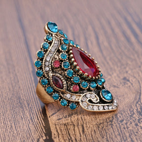 Vintage Turkish Garnet Gold Plated Ring - Rings - Pretland | Spiritual Crystals & Jewelry